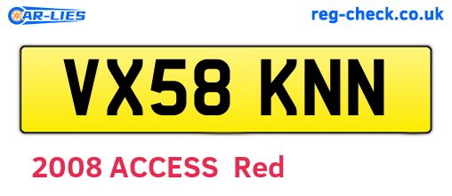 VX58KNN are the vehicle registration plates.