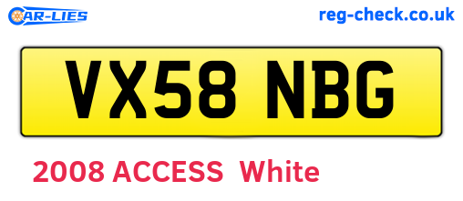 VX58NBG are the vehicle registration plates.
