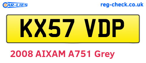 KX57VDP are the vehicle registration plates.