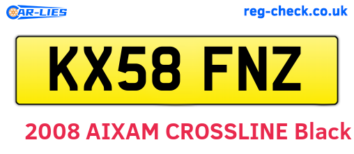 KX58FNZ are the vehicle registration plates.