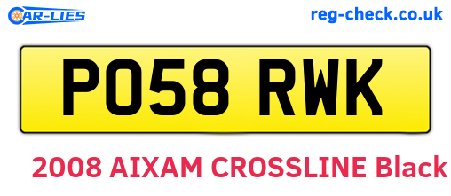 PO58RWK are the vehicle registration plates.