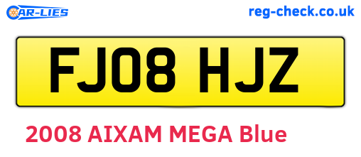 FJ08HJZ are the vehicle registration plates.