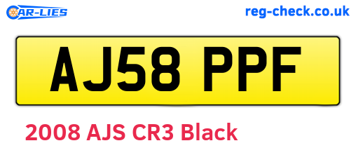 AJ58PPF are the vehicle registration plates.
