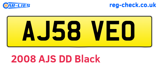 AJ58VEO are the vehicle registration plates.