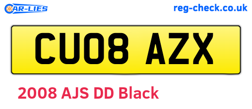 CU08AZX are the vehicle registration plates.