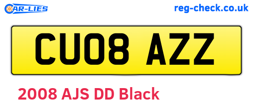 CU08AZZ are the vehicle registration plates.