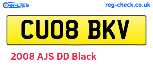 CU08BKV are the vehicle registration plates.