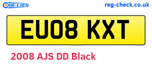 EU08KXT are the vehicle registration plates.