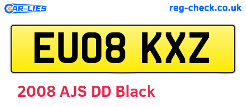 EU08KXZ are the vehicle registration plates.