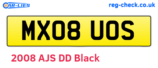 MX08UOS are the vehicle registration plates.