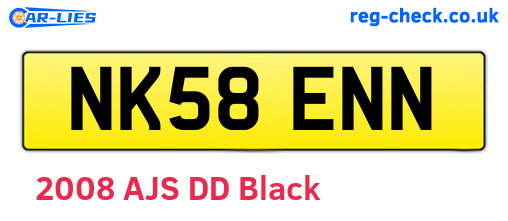 NK58ENN are the vehicle registration plates.