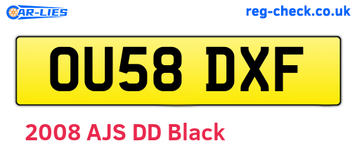 OU58DXF are the vehicle registration plates.