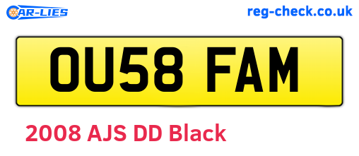 OU58FAM are the vehicle registration plates.