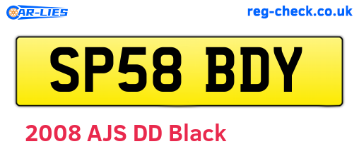 SP58BDY are the vehicle registration plates.