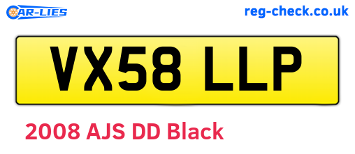 VX58LLP are the vehicle registration plates.