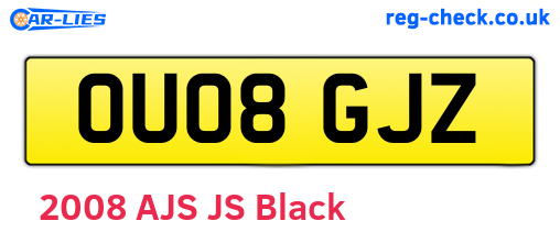 OU08GJZ are the vehicle registration plates.