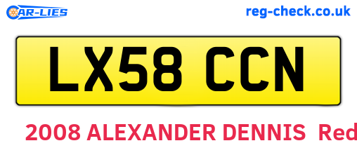 LX58CCN are the vehicle registration plates.