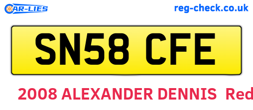 SN58CFE are the vehicle registration plates.