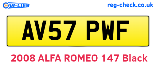AV57PWF are the vehicle registration plates.