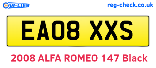 EA08XXS are the vehicle registration plates.