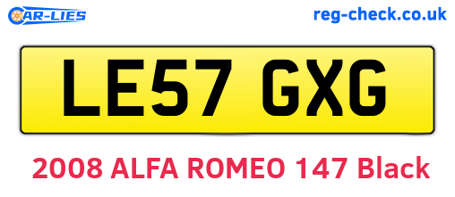 LE57GXG are the vehicle registration plates.