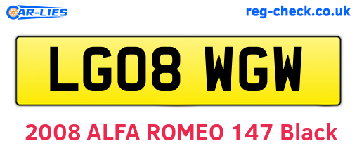 LG08WGW are the vehicle registration plates.