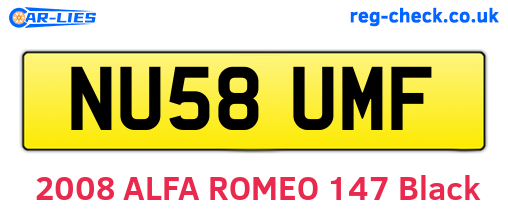 NU58UMF are the vehicle registration plates.