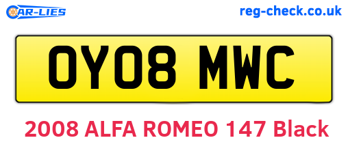 OY08MWC are the vehicle registration plates.