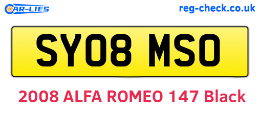 SY08MSO are the vehicle registration plates.