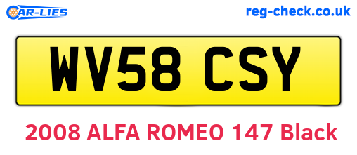 WV58CSY are the vehicle registration plates.