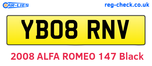 YB08RNV are the vehicle registration plates.