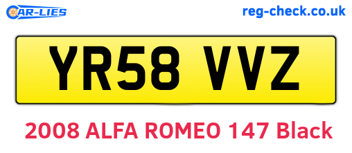 YR58VVZ are the vehicle registration plates.