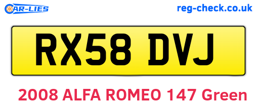 RX58DVJ are the vehicle registration plates.