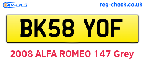 BK58YOF are the vehicle registration plates.