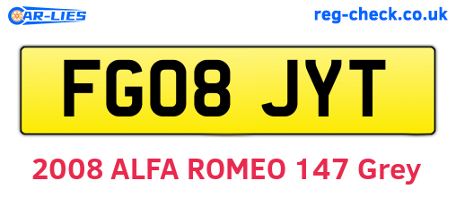 FG08JYT are the vehicle registration plates.