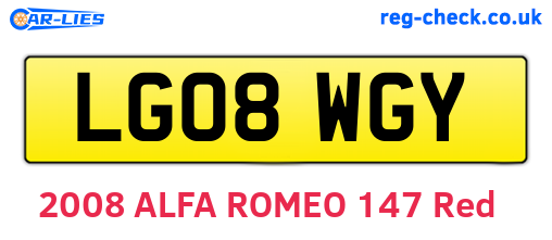 LG08WGY are the vehicle registration plates.