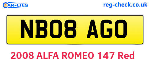 NB08AGO are the vehicle registration plates.