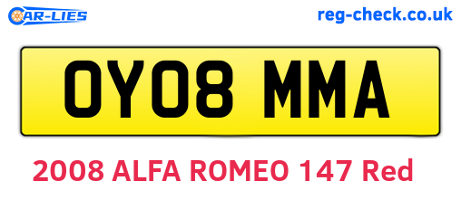 OY08MMA are the vehicle registration plates.