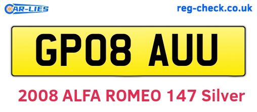 GP08AUU are the vehicle registration plates.