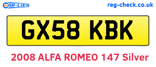 GX58KBK are the vehicle registration plates.