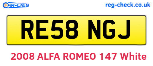 RE58NGJ are the vehicle registration plates.