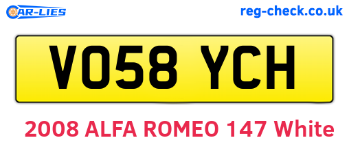 VO58YCH are the vehicle registration plates.