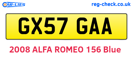 GX57GAA are the vehicle registration plates.
