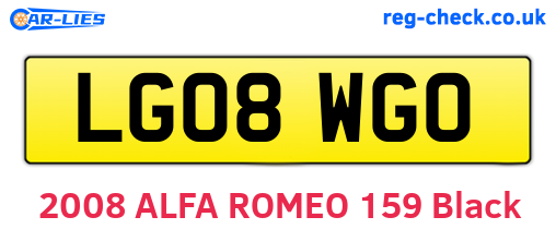 LG08WGO are the vehicle registration plates.