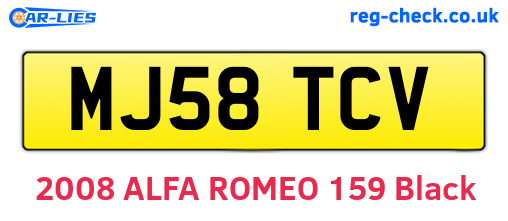 MJ58TCV are the vehicle registration plates.