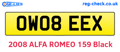 OW08EEX are the vehicle registration plates.