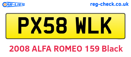 PX58WLK are the vehicle registration plates.