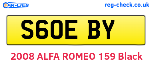 S60EBY are the vehicle registration plates.