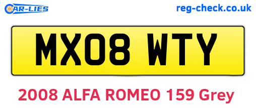 MX08WTY are the vehicle registration plates.