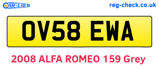 OV58EWA are the vehicle registration plates.